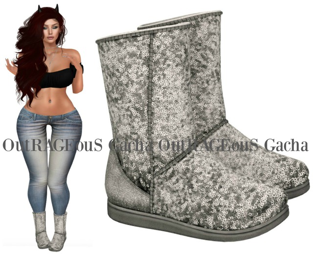REIGN.- MOON BOOTS- Silver Sequins