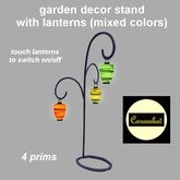 garden decor stand triple with lanterns - mixed colors