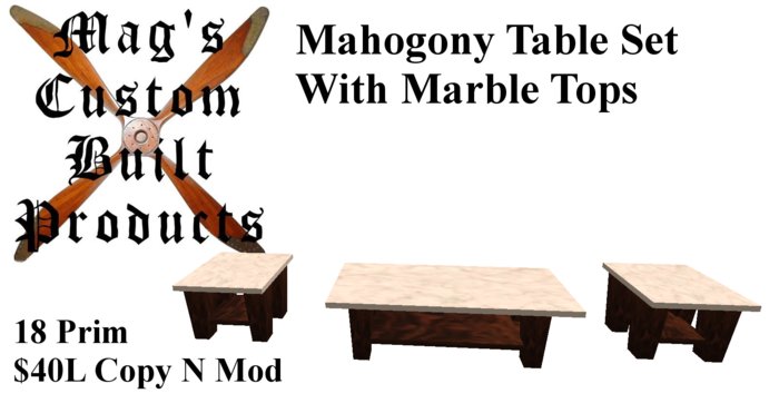 Mahogony n Marble Table Set Boxed