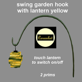 swing garden hook with lantern - yellow
