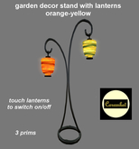 garden decor stand duo with lanterns (orange/yellow)