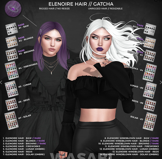 Wasabi // Elenoire Mesh Hair - #4 Fireworks