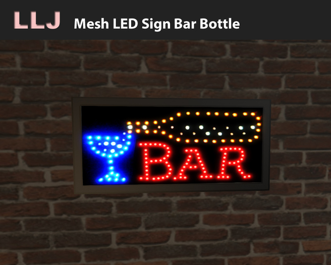 LLJ LED Sign Bar Bottle Animated