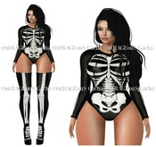 REIGN.- Skelly Bodysuit & Boots - Maitreya - White Set