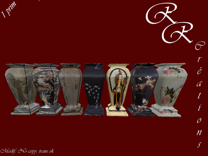 pack asian 7 vase