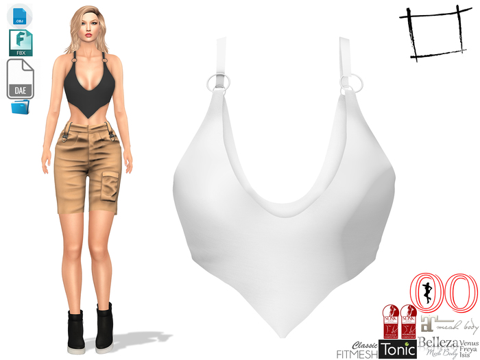 Dae Obj FBX For Women's Triangle Front Straps Crop Top Slink, Maitreya, Ocacin, Belleza, Tonic