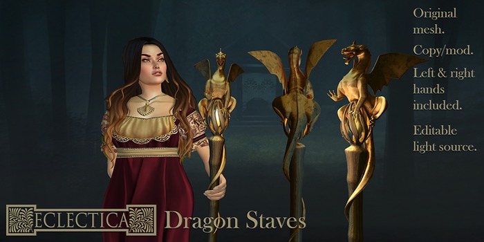 Eclectica Dragon Staves- gold