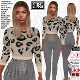 NILSY SKIN PRINT SWEATER AND HOUNDSTOOTH LEGGINGS,ALL BODIES