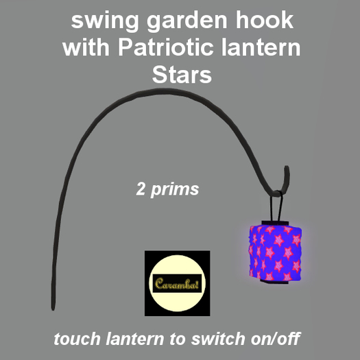swing garden hook with Patriotic lantern Stars