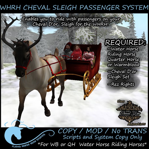 WH Riding Horse Cheval Sleigh Passenger System