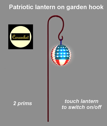 Patriotic lantern on garden hook