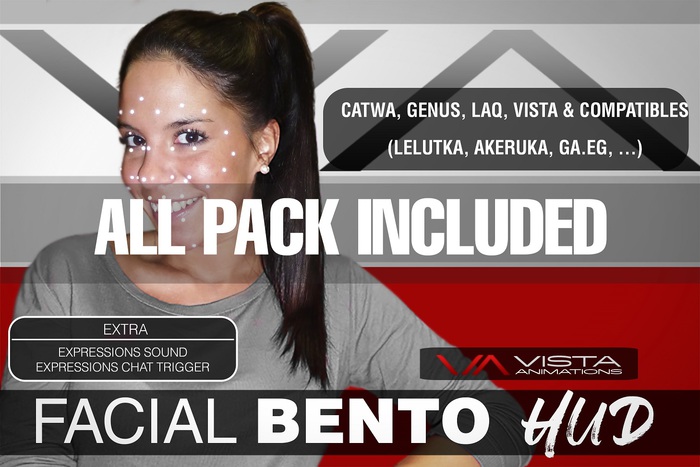 Second Life Marketplace - VISTA ANIMATIONS-FACIAL BENTO HUD ALL PACKS ...