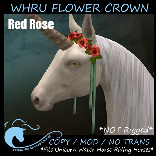 WH Riding Unicorn Flower Crown- Red Rose