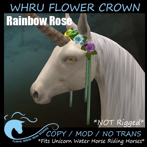 WH Riding Unicorn Flower Crown- Rainbow Rose
