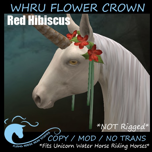 WH Riding Unicorn Flower Crown- Red Hibiscus