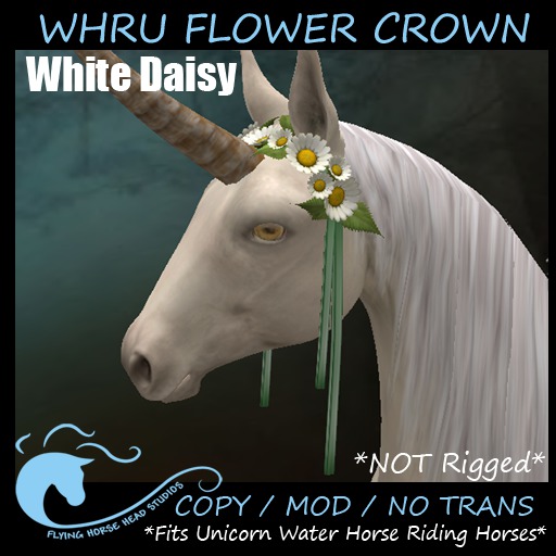 WH Riding Unicorn Flower Crown- White Daisy