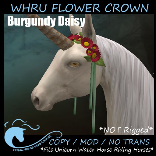 WH Riding Unicorn Flower Crown- Burgandy Daisy