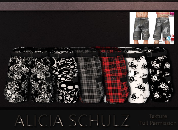 [Alicia Schulz] Texture for Mens Cargo Shorts set 2
