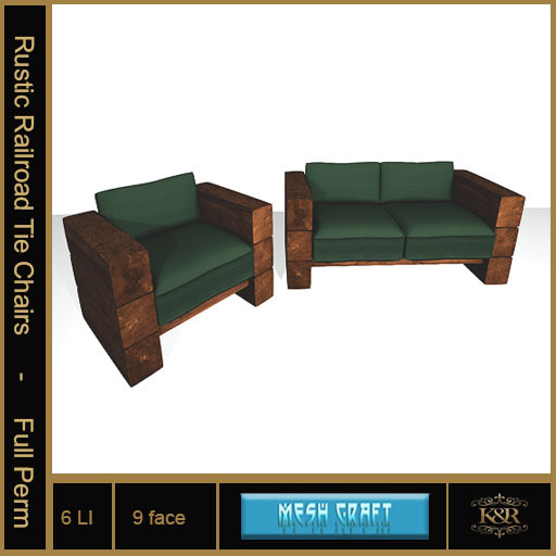 Rustic Railroad Tie Chairs - Full Perm