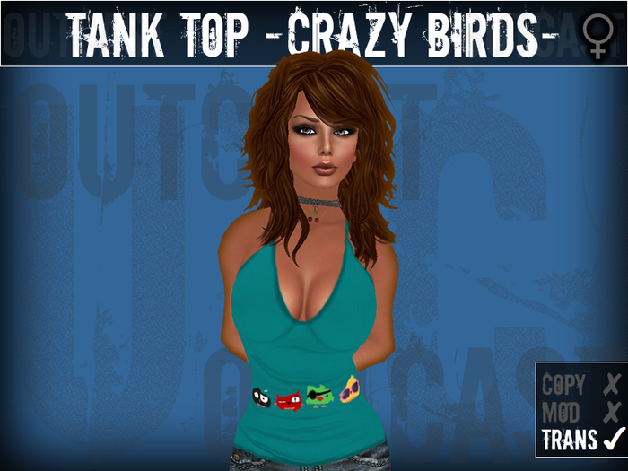 **OC** TankTop Crazy Birds -Teal-