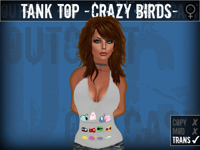 **OC** TankTop Crazy Birds -White-