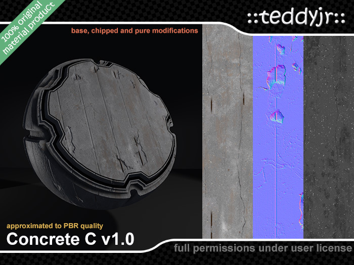 Concrete C - reinforced concrete material (textures) with three modifications and almost PBR quality - Fullperm