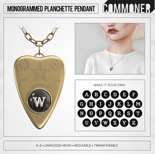 [Commoner] Monogrammed Planchette Pendant / X (wear)