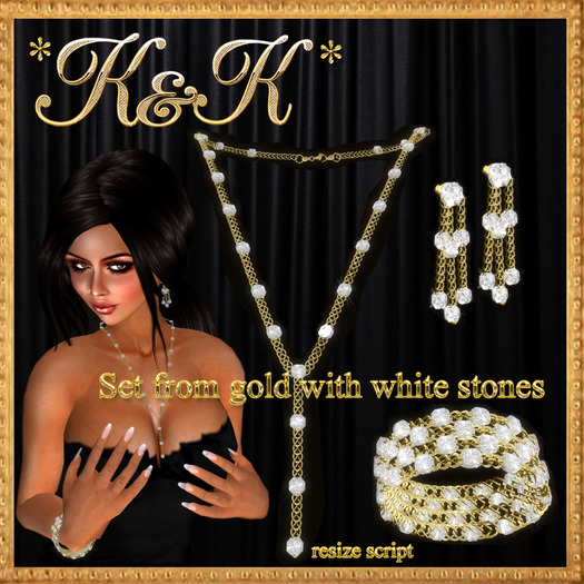 *K&K*Set from gold with white stones