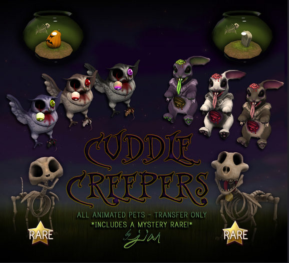 Jian Cuddle Creepers :: Rip the Skele-dog RARE