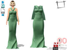 Dae Obj FBX For Women's 1930 Gown With Cape Slink, Maitreya, Voluptuous, Belleza, Tonic