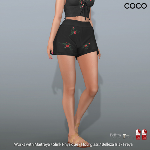 *COCO*_FlareShorts_BlackFloral