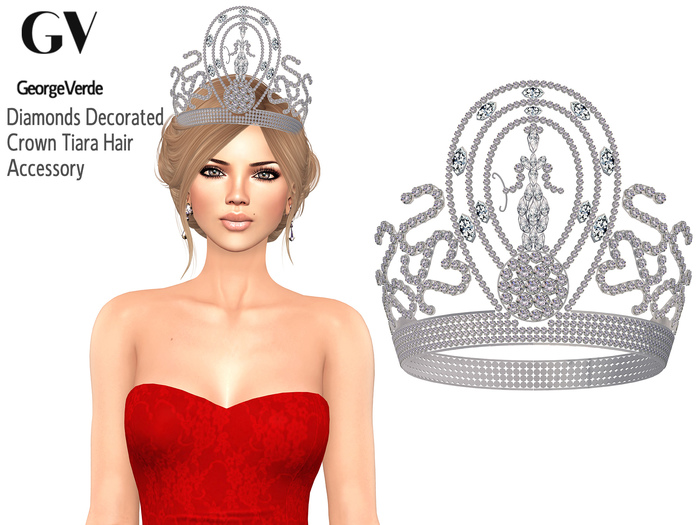 GV21891 Diamonds Decorated Crown Tiara Hair Accessory