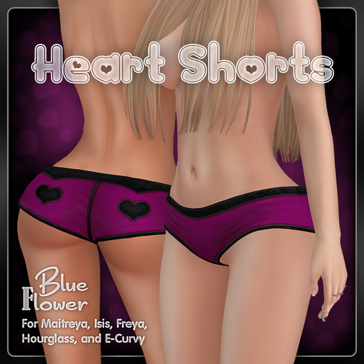 Blue Flower - Heart Shorts Pink