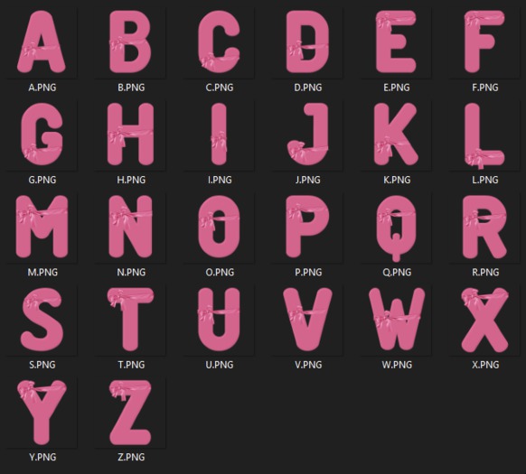 Second Life Marketplace - Pink Ribbon A-Z PNG Letters 1024X1024 