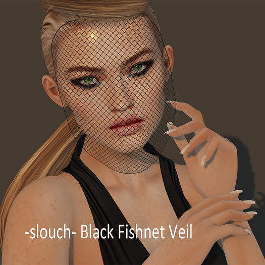 -slouch- Black Fishnet Veil (add)