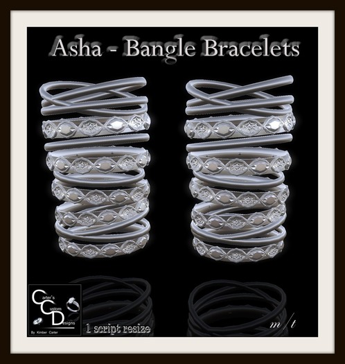 CCD - Asha Reflective Diamonds Silver Bangle Bracelets