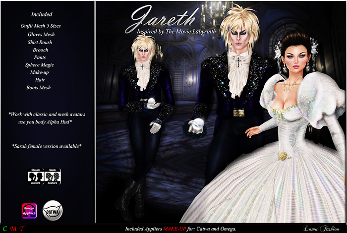 -Lamu Fashion-Outfit *Jareth* Inspired Labyrinth Movie DEMO