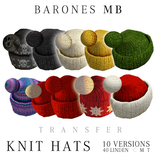 KNIT HATS 10 VERSIONS TRANSFER