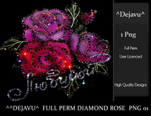 ^^Dejavu^  Full Perm Diamond Rose  Png 01