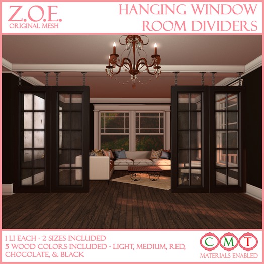 Z.O.E. Hanging Window Room Dividers(Add)