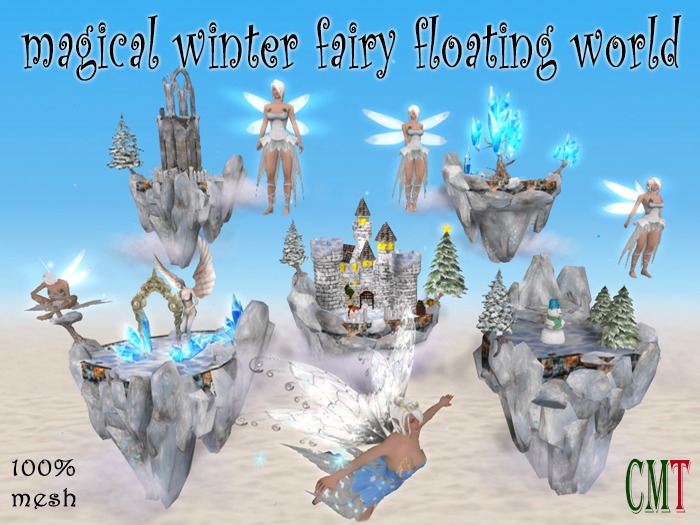 magical winter fairy floating world