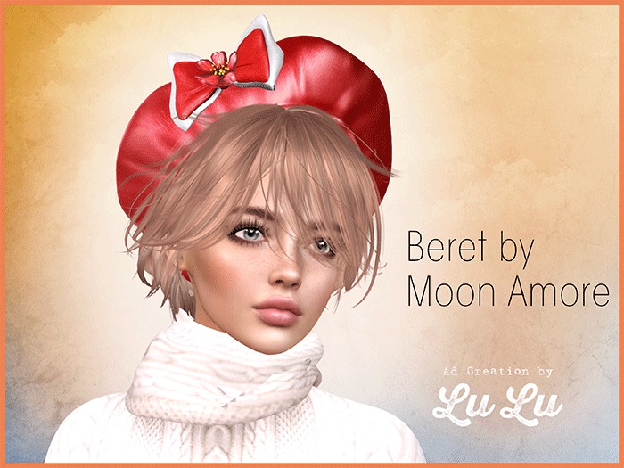 :moon amore: BlossomTime/ Oversized Beret - Cherry