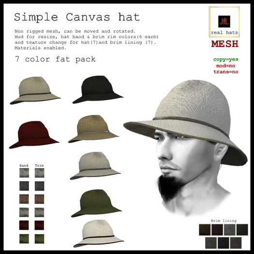 JfL Simple Canvas hat  Fat Pack BOXED