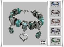 Pandora style Bracelet Hearts silver with Color HUD+Resizer HUD