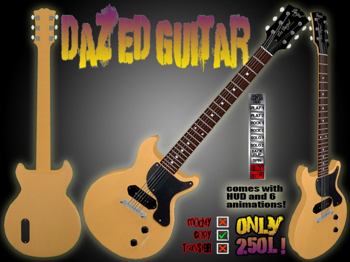Les Dazed Punk Rock Guitar LP TV Yellow + HUD with animations!