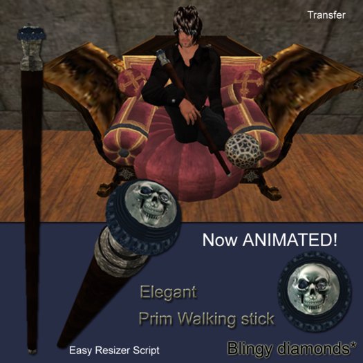 Animated Walking Stick, Cane with Resizer