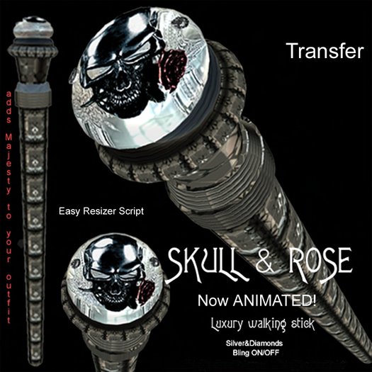 Animated Walking stick_skull&rose @ Bad At Croquet
