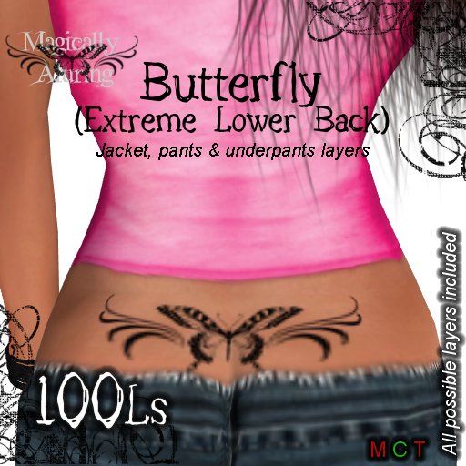 Butterfly Tattoo EXTREME LOWER BACK