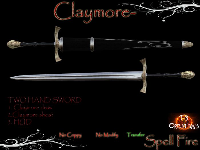 TSC Claymore 2 hand SpellFire scripted sword spell fire roleplay two hander sword weapon combat