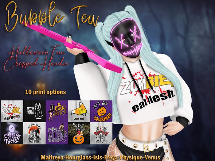 {B. Tea} Cropped Hoodie - Halloween Fun Unpacker